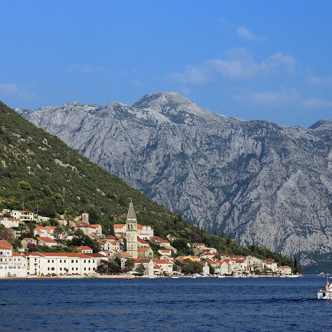 Perast from the water, Boka Bay